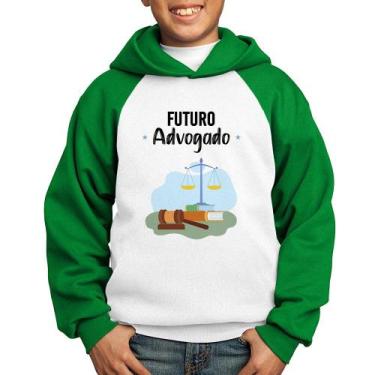 Imagem de Moletom Infantil Futuro Advogado - Foca na Moda, Branco, Verde, 14