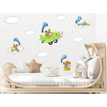 Imagem de Adesivo De Parede Pato Donald Aviador E Nuvens - Adesivos Kigrude