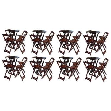 Imagem de Kit 8 Jogos de Mesa Bistrô de Madeira com 4 Cadeiras Dobravel Ideal pa