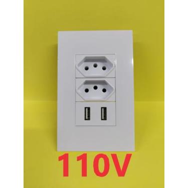 Imagem de Tomada De Parede Modular Dupla com 2 Entradas Usb 2.1A + 1.0A 5V Carre