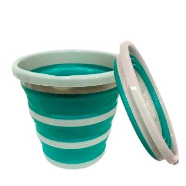 Imagem de Balde Silicone Dobrável Retrátil 10 Litros - HX, Verde