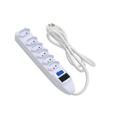 Imagem de Extensao eletrica 6 tomadas filtro linha fusivel 5m sl7606 - LUATEK