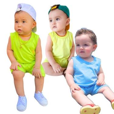 Imagem de KIT 3 Macacão Curto Roupa Bebê Romper Infantil Recém Nascido - Patrulh