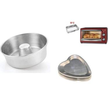 Imagem de Kit De 1 Assadeira Para Forninho Elétrico + 1 Forma De Pudim + 1 Forma