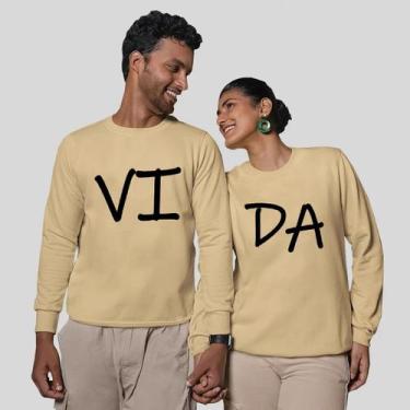 Imagem de Kit 2 Blusas Frio Moletom Careca Sem Capuz Casal Namorados Vida - MP M