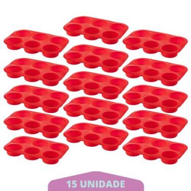 Imagem de Kit 15 Assadeira Silicone Cupcake Retangular Sortida Bolinho - QUALITY