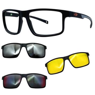 Imagem de Oculos Mormaii Swap 5 6127 APJ Preto Fosco Com 3 Clipons, Prata, Red, 