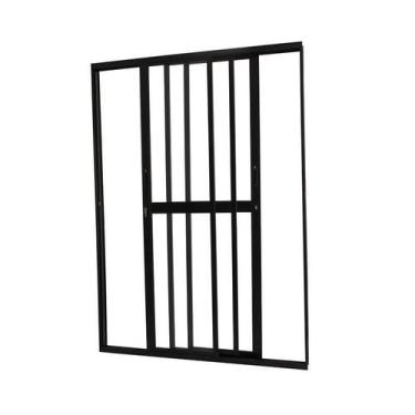 Imagem de Porta de Correr em Alumínio Preto 210x120x10 cm 3 Folhas Móveis VL Nob