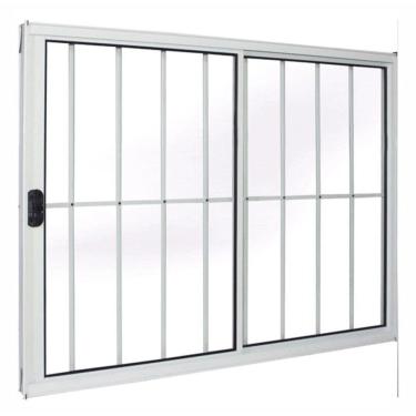 Imagem de Janela 2 folhas 1,00x1,20 com grade no alumínio branco