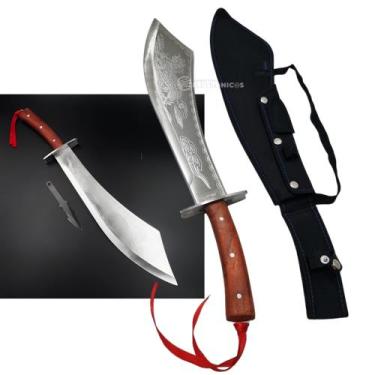 Imagem de Facão Cabo De Madeira Dragão Chinês + Faca De Arremesso Para Presentea