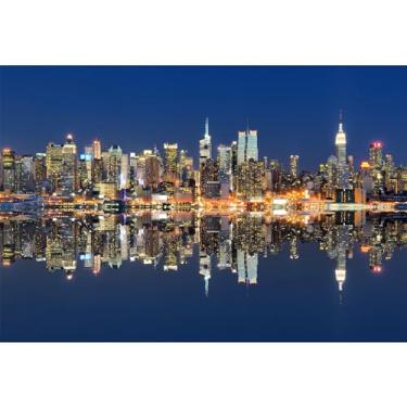 Imagem de Cenário da cidade de Nova York, cenário noturno da cidade americana de Manhattan, cenários de paisagem do centro da cidade, pano de fundo de arranha-céus famosos, horizonte urbano, luzes de