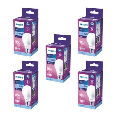 Imagem de Kit 5 Lâmpada Led Bulbo 13w = 90w 1311lm Bivolt Philips 6500k branca C