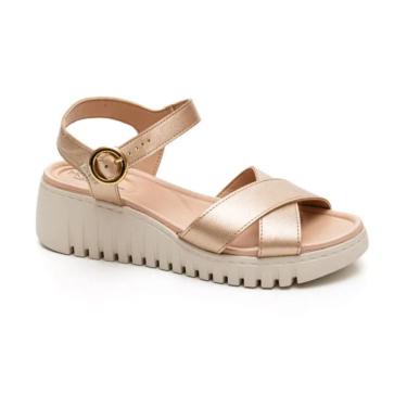Imagem de Sandália Feminina Modare Anabela Ultra Conforto Metalizada
