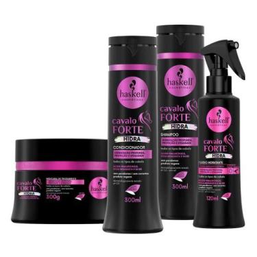Imagem de Kit Haskell Cavalo Forte Hidra Sh Cond. Másc 300ml + Fluído