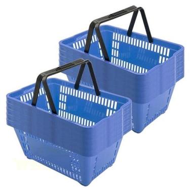 Imagem de Kit 10 mini cestinhas plástica farmácia perfumaria azul - SUPIZZ