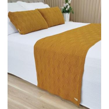 Imagem de Manta Peseira Tricot Cama King 260x60cm +2 Capa de Almofada N1 - USUFR