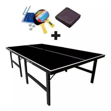 Imagem de MESA DE PING PONG COR PRETA OFICIAL MDP 15mm KLOPF 1010 + KIT Completo