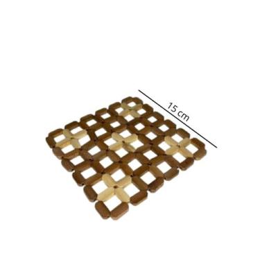 Imagem de Descanso de Panela de Bambu Apoio 4 Peças Marrom  - RT