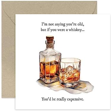 Imagem de Old English Co. Cartões de aniversário engraçados para homens e mulheres - Piada de uísque envelhecido - Cartão de aniversário rude para ele pai irmão filho tio avô - 30º 40º 50º 60º 70º | Em branco