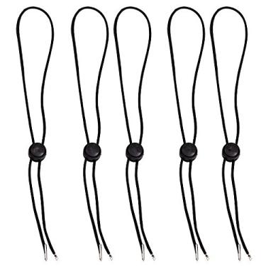 Imagem de Tvoip Cordão de queixo, alça de queixo removível flexível com cordão de parada de mola conjunto de 5 (preto)