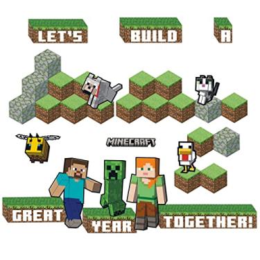 Imagem de Eureka 847826 Building A Great Year Minecraft Classroom Bulletin Board Conjunto para professores, multicolorido, 33 peças