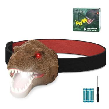 Imagem de ELLA MAMA Lanterna de Cabeça de Dinossauro, Equipamento de Acampamento Ao Ar Livre, Lâmpada de Cabeça de Leitura de Led, Farol de Caminhada para Crianças Ou Adultos, Brinquedos de Dinossauro, Presente