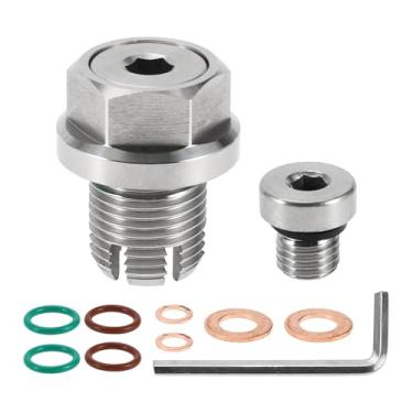 Imagem de TUCKBOLD Para carro motocicleta barco plugue de drenagem de óleo anti vazamento motor cárter dreno parafuso parafuso reparo tom prata com junta cobre M14,1-1,5 mm