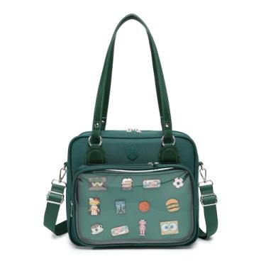 Imagem de Bolsa Oxford Ita Bolsa tiracolo bolsa carteiro mochila multiuso pinos display, Verde escuro, Small