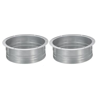 Imagem de YOKIVE 2 peças de flange de conector de duto, tubo reto de ferro galvanizado, mangueira de escape, flange de conexão do duto de ar, ótimo para sistema de ventilação (cinza, 15 cm)
