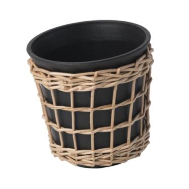 Imagem de Gralara Vaso de plantas trançado, cesta de plantas, ornamento de exibição, vaso de flores com furo de drenagem para plantas de interior, sala de estar, 11.5 Cm X 11.5 Cm