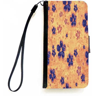 Imagem de Rikki Knight Capa carteira flip marrom com flores azuis grunge com aba magnética para Apple iPhone 5c