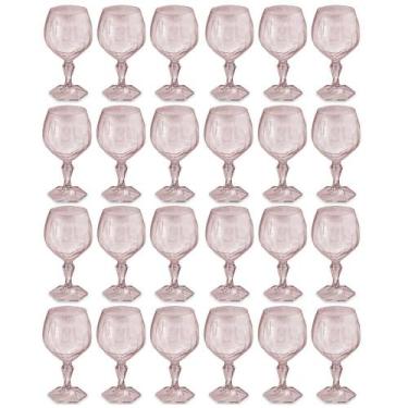Imagem de Conjunto 24 Taças Plásticas Rosa 350ml Mesa Posta Eventos Água Drinks 