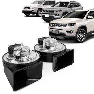 Imagem de Par Buzina Compass 2012 A 2023 Am80Sx H & L Conector Uscar Agudo Grave 12V Caracol 2 Terminais