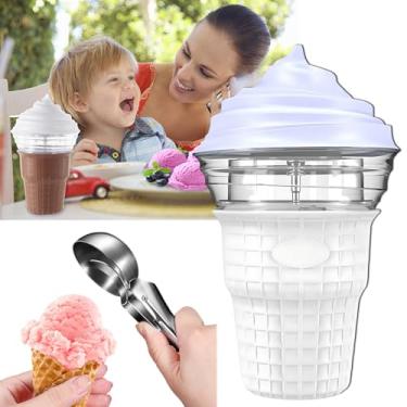 Imagem de Mini máquina de cone de sorvete, máquina de sorvete de frutas, raspadinha, máquina de sorvete de sorvete macio de laticínios congelados, cozinha doméstica Mini fruta automática saudável, sorvetei