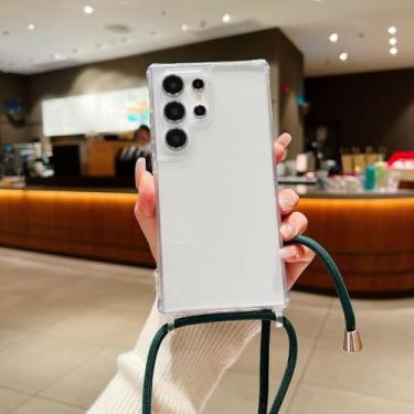 Imagem de Capa transparente com alça para samsung galaxy, s24 ultra s20 s21 s23 fe s22 plus a55 a...