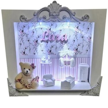 Imagem de Quadro Enfeite Porta Maternidade Cenário Led - Branco Florido - Flores