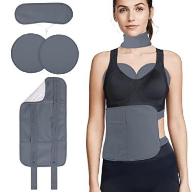 Imagem de Hioetse Pacote De 4 Pacotes De Óleo De Rícino Para Peito, Pescoço E Abdômen, Compressa Reutilizável Pacote De Óleo De Rícino Para Abdômen Com Alça Elástica Ajustável Flanela Algodão Lavável À Máquina