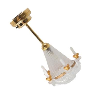 Imagem de Lustre de Dollhouse, Acessórios para Dollhouse Mini Chandelier de Crystal Holding Light Doll House Acessórios Lâmpada de Teto Com 5 Vela LED 1/12 Decorativo Vívido Em Escala para
