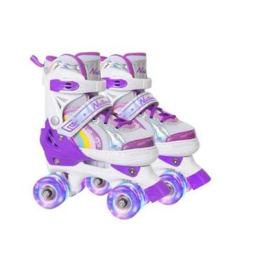 Imagem de Patins 4 rodas c/ regulagem arco iris roxo 29-32 - ESM