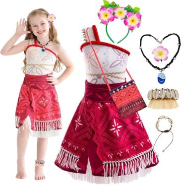 Imagem de OLLOKID Girl Adverture Costume 3pcs Set Ocean Princess Dress Cosplay Top Skirt Belt Outfit with Accessories (3pcs Outfit with Acc, 5-6T (Tag-130))