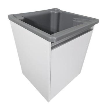 Imagem de Tanque Plástico 26L Com Gabinete MDF De Parede Puxador Perfil Para Tor