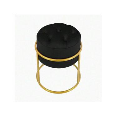 Imagem de Puff Argola capitonê tecido veludo luxo - NoBrand, Preto