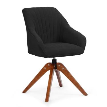 Imagem de Athena Collection Cadeira de destaque moderna, cadeira de leitura giratória confortável para adultos, poltrona de tecido estofado macio com pernas de madeira para sala de estar, quarto, dormitório,