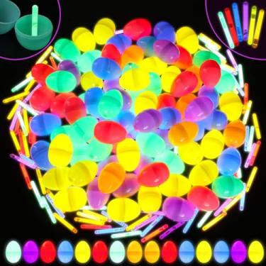 Imagem de PullCrease 720 Pcs Easter Glow Eggs Set Include 360 Easter Eggs and 360 Mini Glow Sticks Glow in The Dark Easter Basket Stuffers for Hunt Game Party Supplies Favors Classroom Prizes