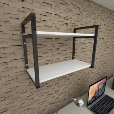 Imagem de Prateleira industrial para escritório aço cor preto prateleiras 30 cm 