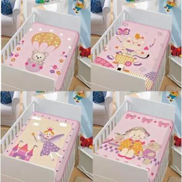 Imagem de Cobertor Infantil Para Bebê Tradicional 90cmx1,10cm Rosa - Jolitex
