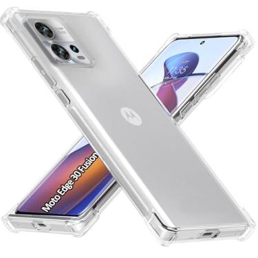 Imagem de USTIYA Capa para Motorola Moto Edge 30 Fusion Capa de Uso Resistente, Bumper de Absorção de Choques em TPU Transparente, Protector da Câmera, com Espessamento nas Quatro Pontas da Carcasa.