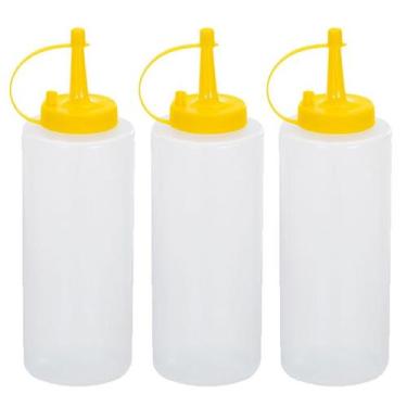 Imagem de Kit 10 Bisnaga Pote Potinho Plástica Tampa Molhos Mostarda 350ml - Pla