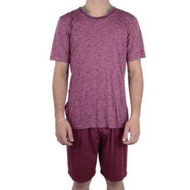 Imagem de Pijama Masculino Lezi Flame Curto Listras Bordô - 300964-Masculino