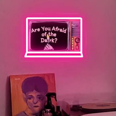 Imagem de Are You Afraid of the Dark Neon Sign, luzes LED do programa de TV de terror dos anos 90, decoração assustadora de Halloween, placa de parede assustadora de arte escura, presente assustador para fãs de